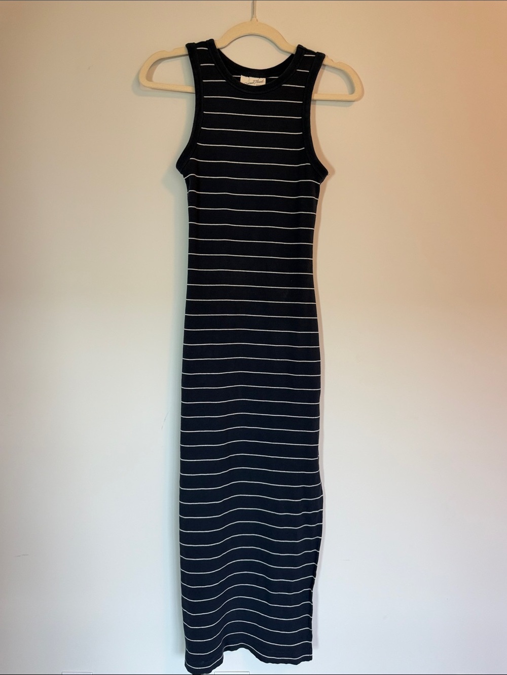 Ribbed Navy & White Striped Sleeveless Midi Dress Universal Thread size S